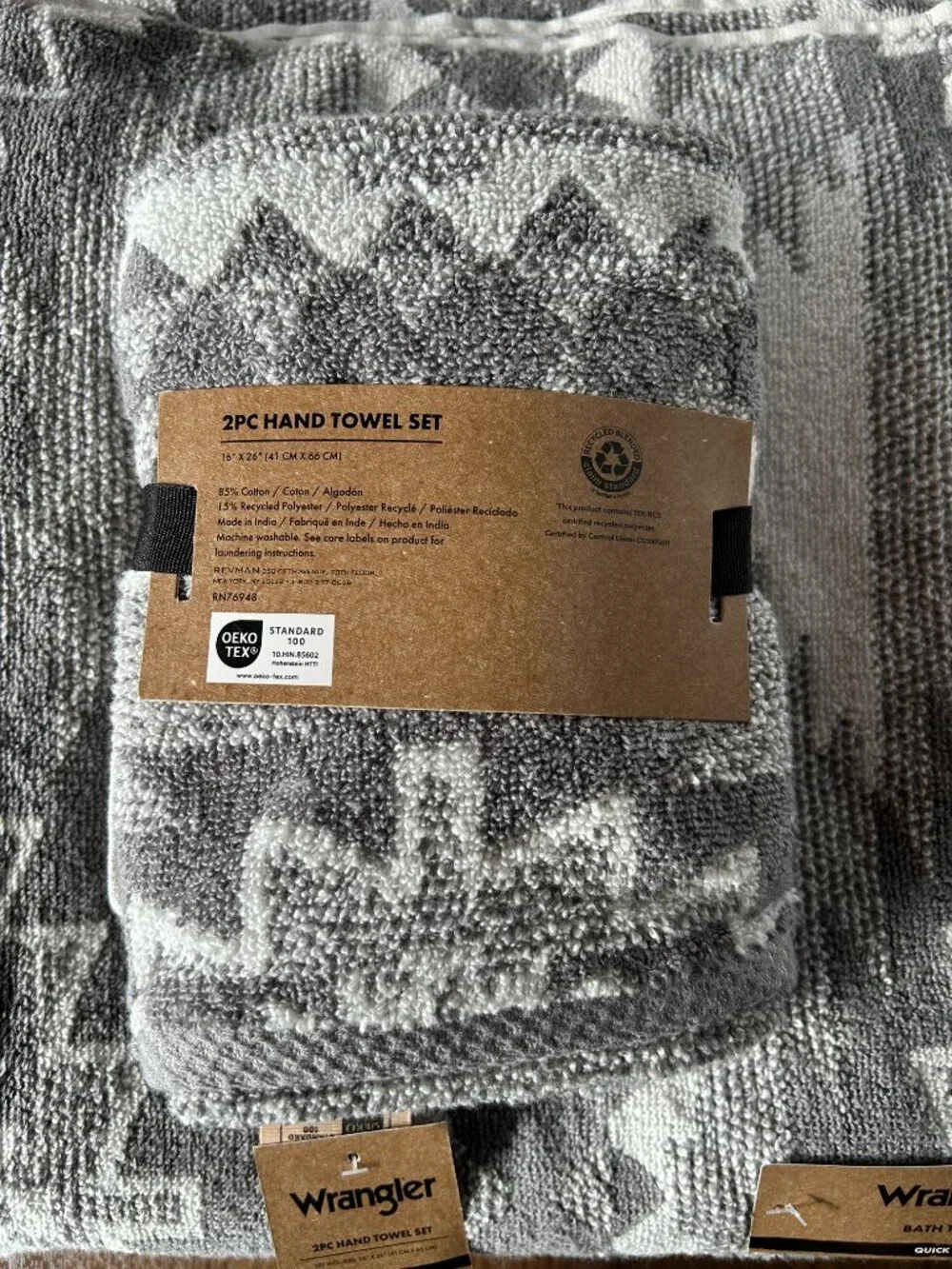 Wrangler - Bath Towel Set, Creek Grey Western Towel Set Including Bath & Hand